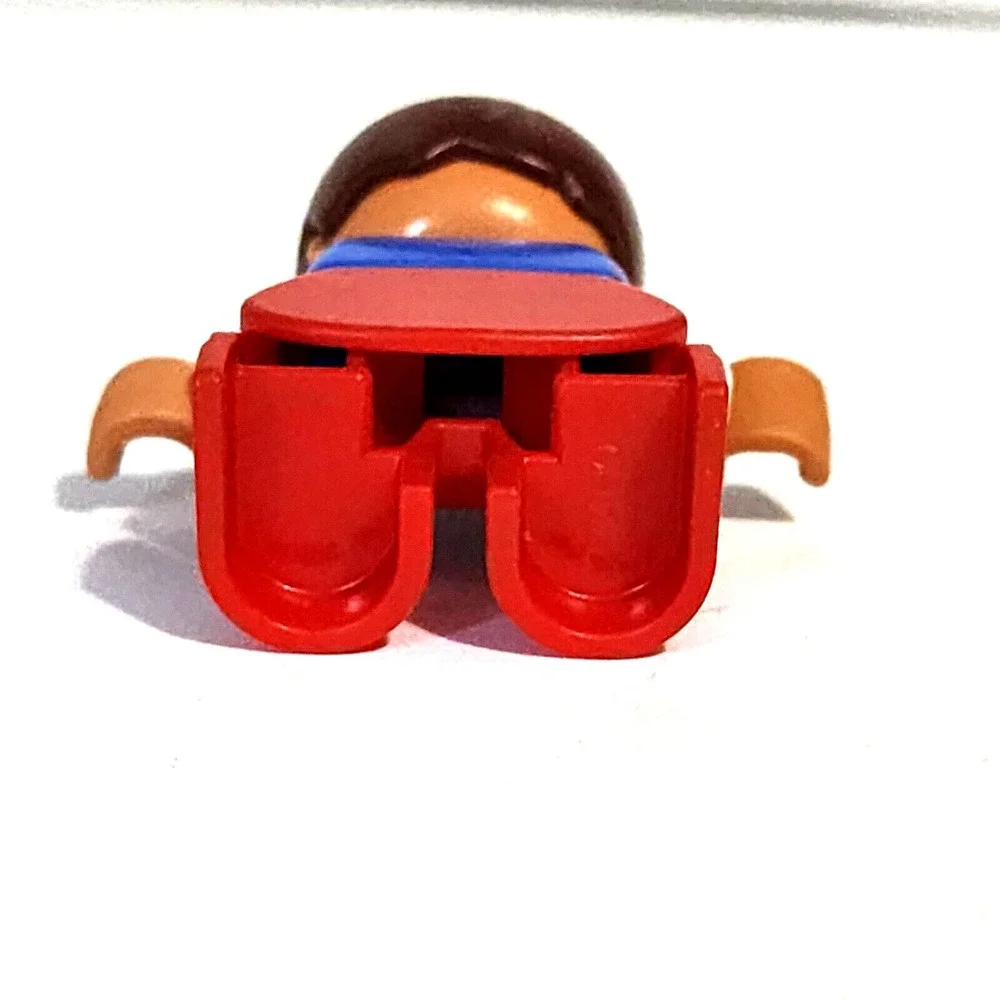 Lego Duplo Figure Boy Blue Red Car Brown Hair Minifig 2